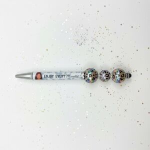 “Enjoy Every Moment” Animal Print Beaded Pen